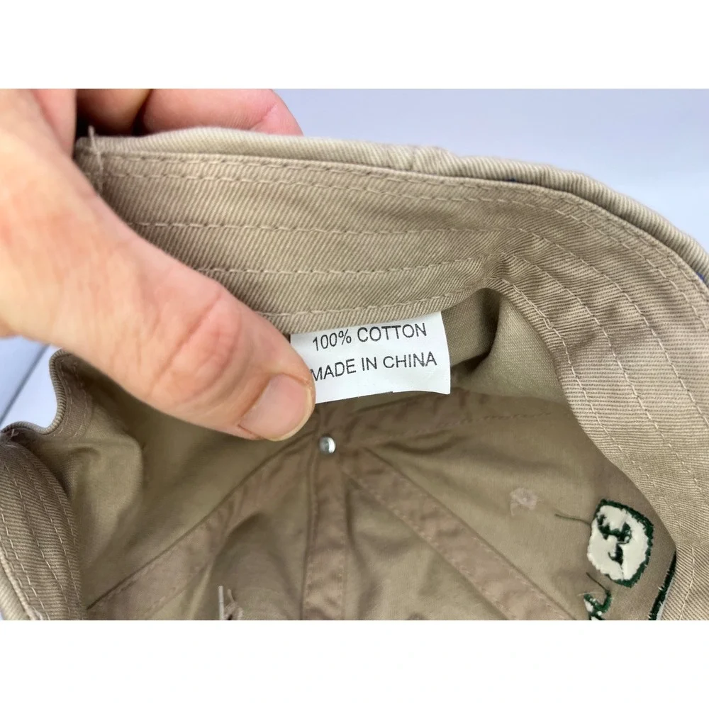 John Deere Ag-Power Inc Hat Mens‎ Khaki Tan Cotton Adjustable Strapback Cap NEW